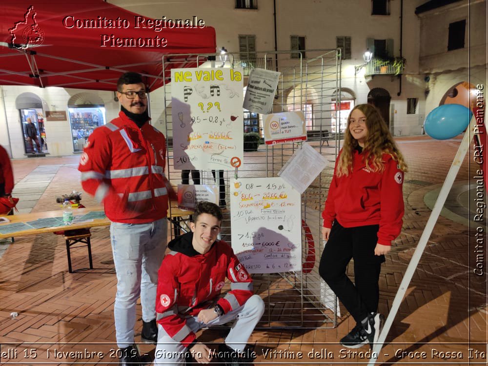 Vercelli 15 Novembre 2019 - Giornata Mondiale Vittime della Strada - Croce Rossa Italiana