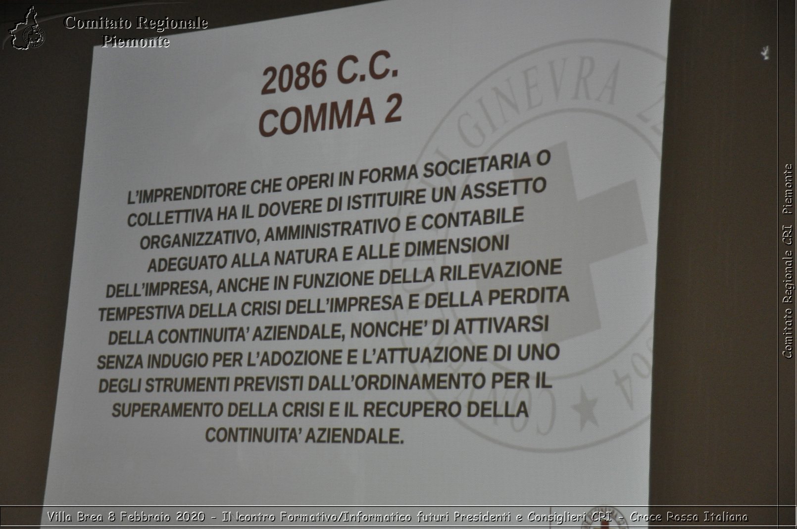 Villa Brea 8 Febbraio 2020 - Incontro Formativo/Informativo futuri Presidenti e Consiglieri CRI - Croce Rossa Italiana