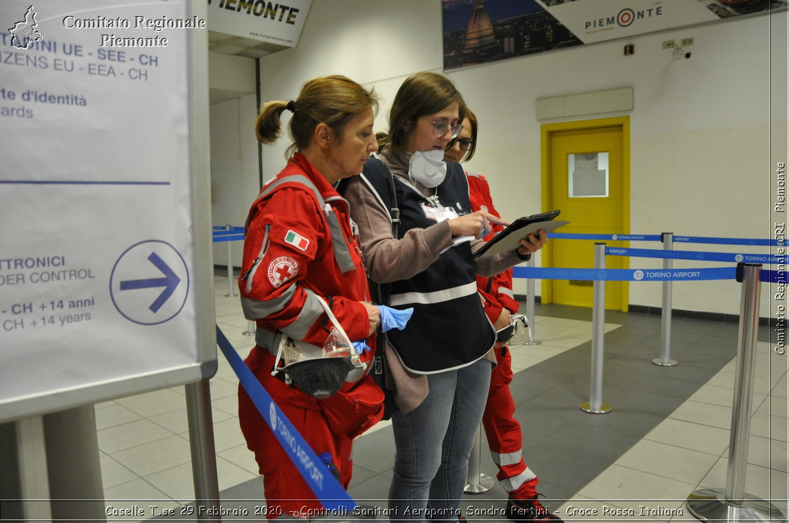 Caselle T.se 29 Febbraio 2020 - Controlli Sanitari Aeroporto Sandro Pertini - Croce Rossa Italiana