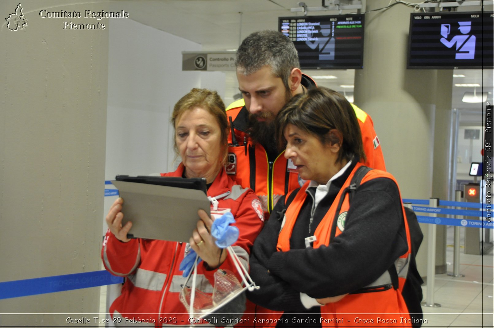 Caselle T.se 29 Febbraio 2020 - Controlli Sanitari Aeroporto Sandro Pertini - Croce Rossa Italiana