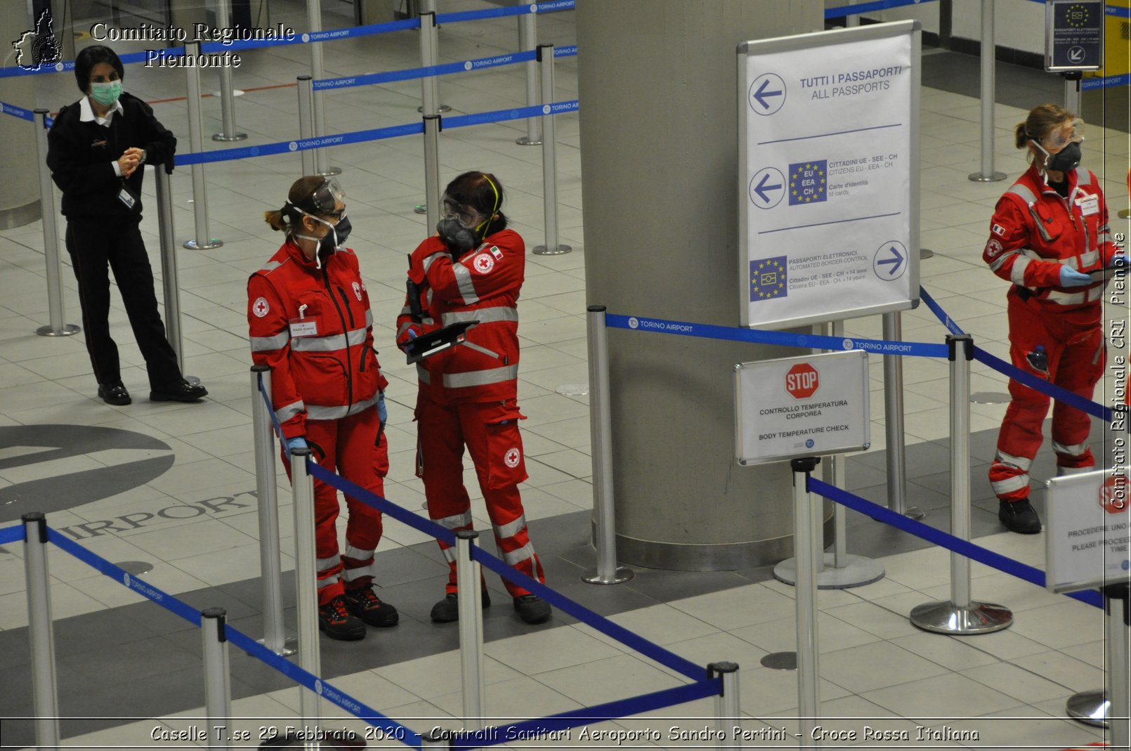 Caselle T.se 29 Febbraio 2020 - Controlli Sanitari Aeroporto Sandro Pertini - Croce Rossa Italiana