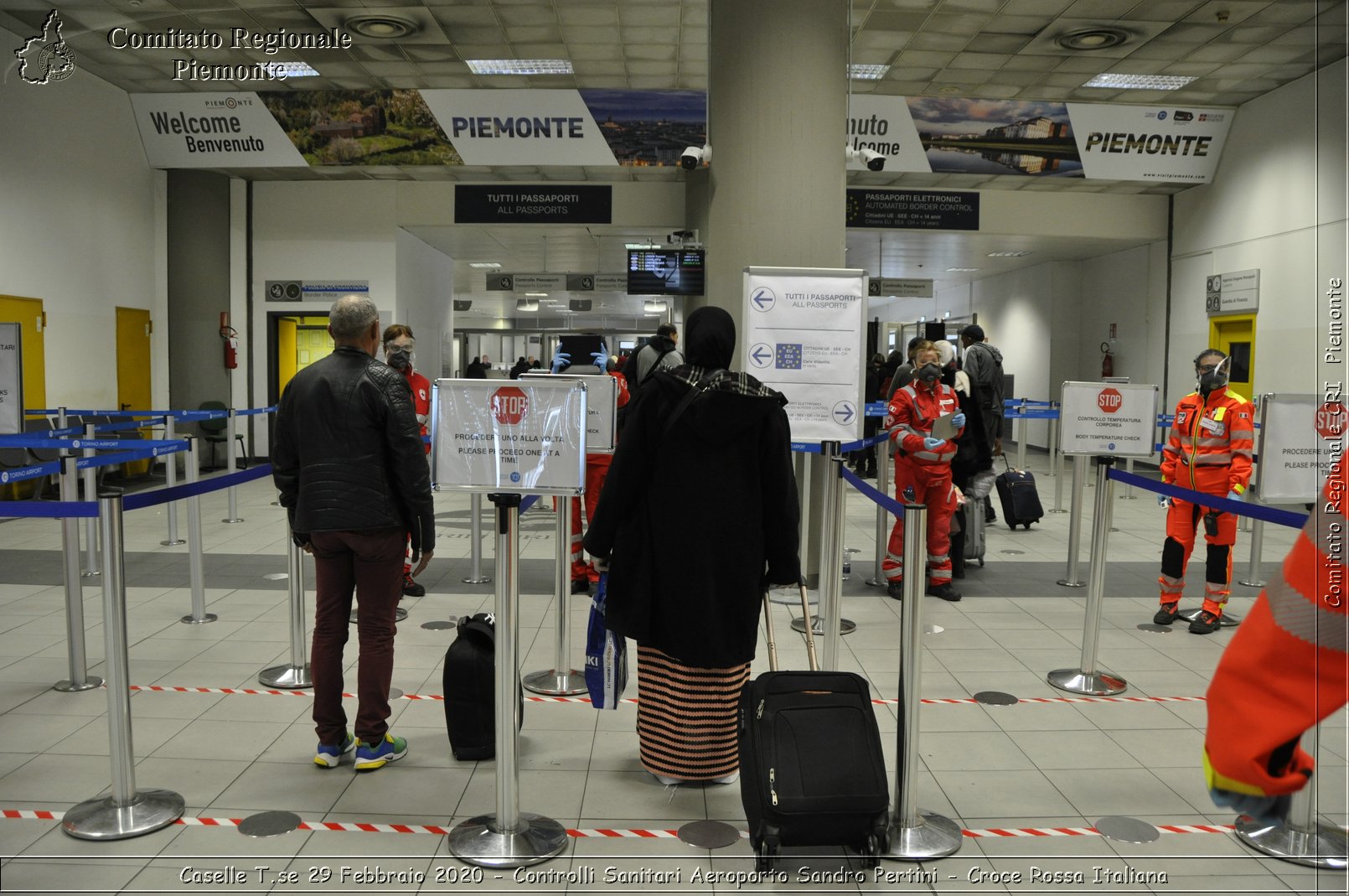 Caselle T.se 29 Febbraio 2020 - Controlli Sanitari Aeroporto Sandro Pertini - Croce Rossa Italiana