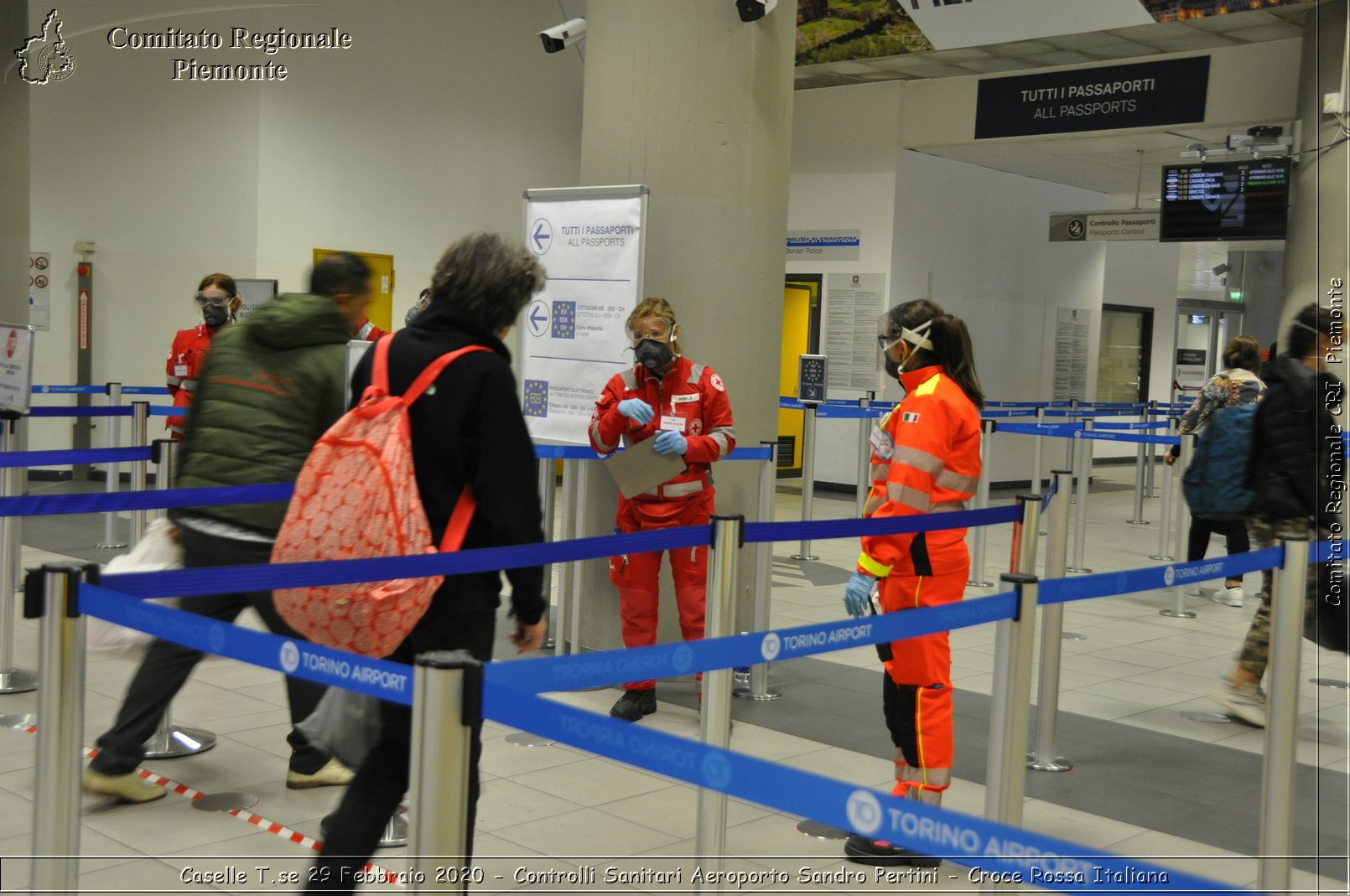 Caselle T.se 29 Febbraio 2020 - Controlli Sanitari Aeroporto Sandro Pertini - Croce Rossa Italiana