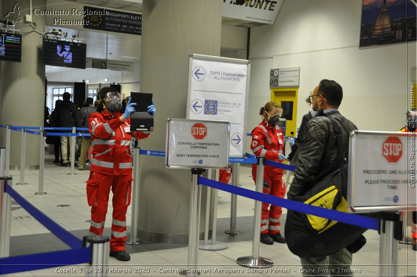 Caselle T.se 29 Febbraio 2020 - Controlli Sanitari Aeroporto Sandro Pertini - Croce Rossa Italiana