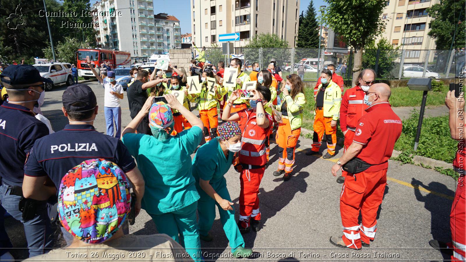 Torino 26 Maggio 2020 - Flash mob all'Ospedale Giovanni Bosco di Torino - Croce Rossa Italiana