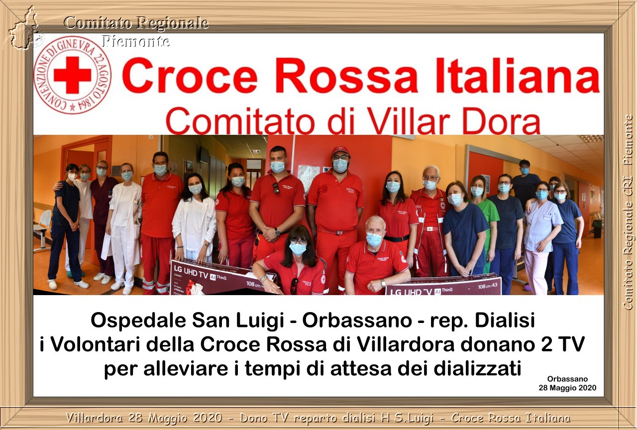 Villardora 28 Maggio 2020 - Dono TV reparto dialisi H S.Luigi - Croce Rossa Italiana