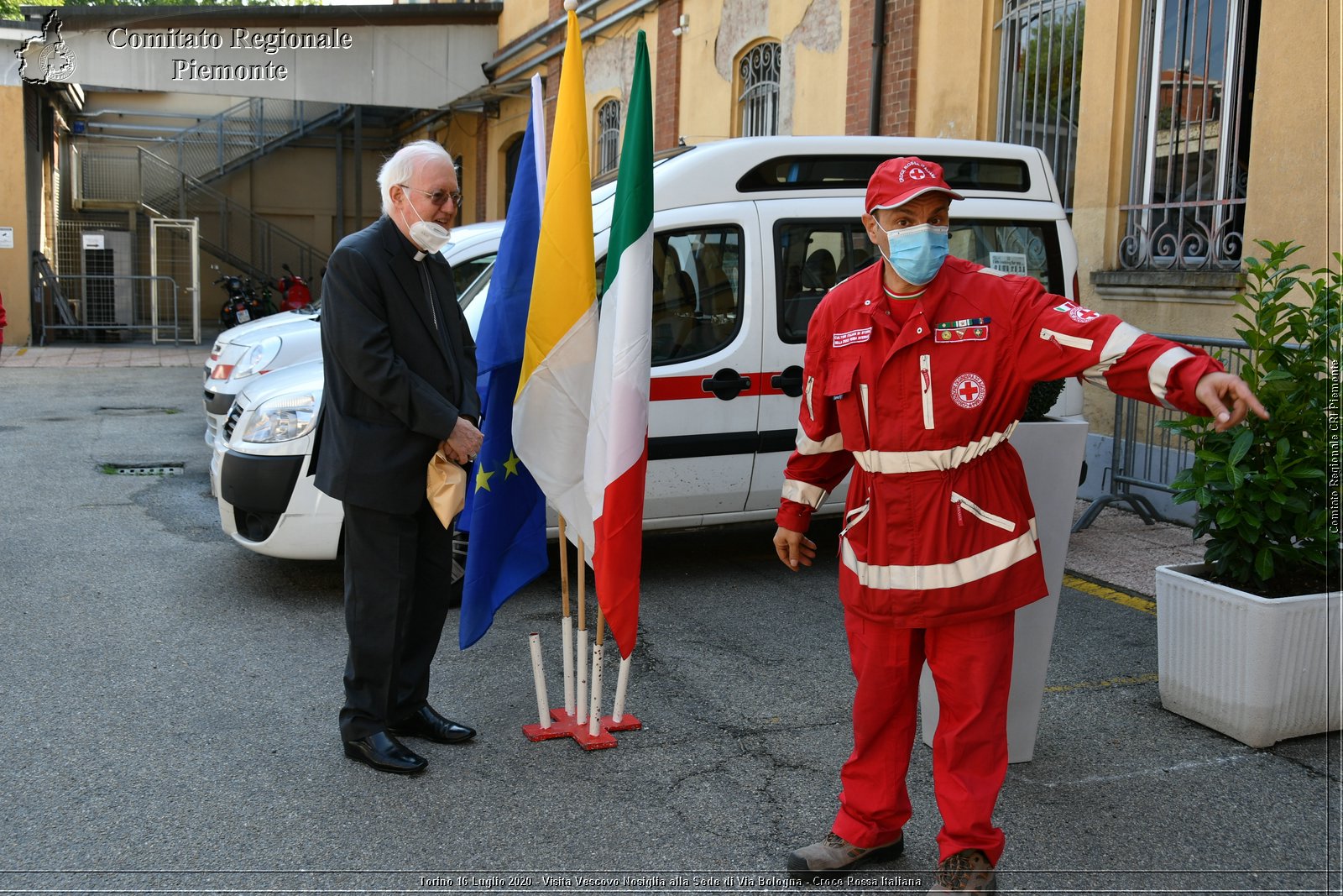 Torino 16 Luglio 2020 - Visita del Vescovo Nosiglia alla Sede di Via Bologna - Croce Rossa Italiana - Comitato Regionale del Piemonte