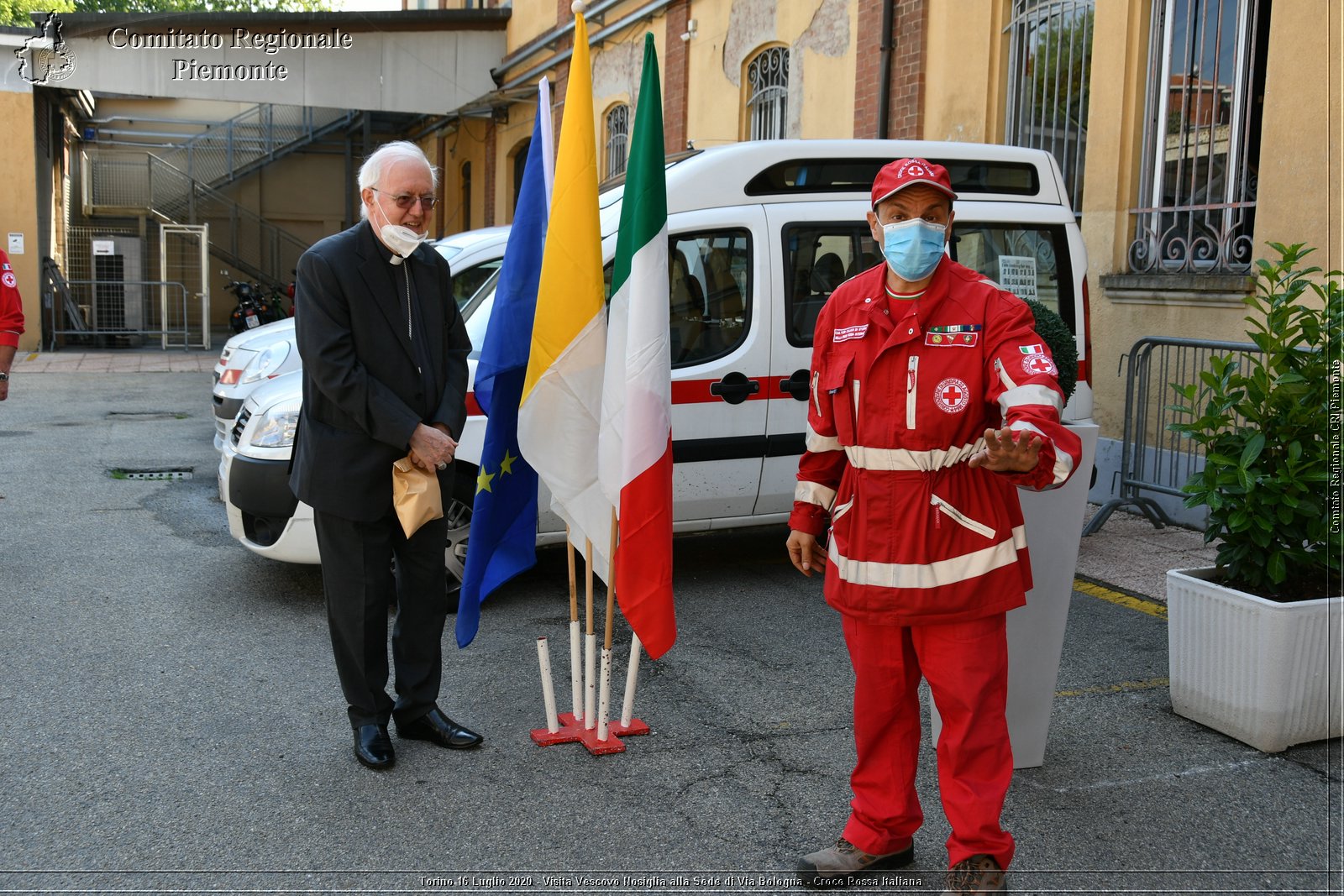 Torino 16 Luglio 2020 - Visita del Vescovo Nosiglia alla Sede di Via Bologna - Croce Rossa Italiana - Comitato Regionale del Piemonte