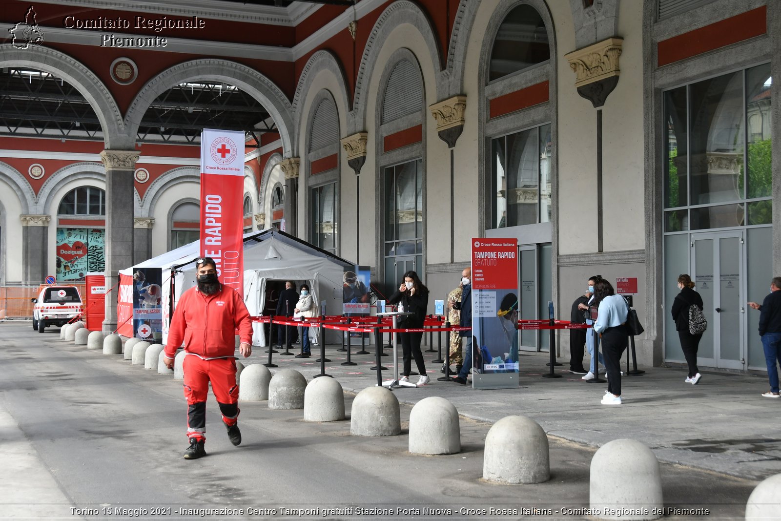 Torino 15 Maggio 2021 - Inaugurazione Centro Tamponi gratuiti Stazione Porta Nuova - Croce Rossa Italiana - Comitato Regionale del Piemonte