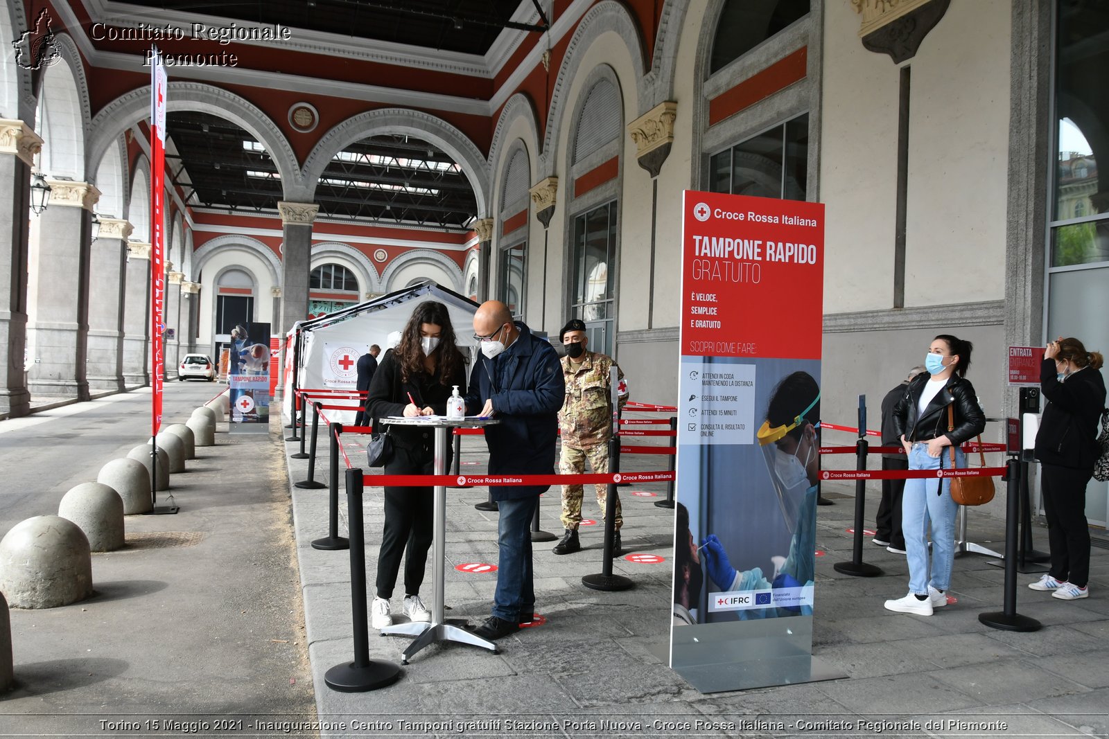 Torino 15 Maggio 2021 - Inaugurazione Centro Tamponi gratuiti Stazione Porta Nuova - Croce Rossa Italiana - Comitato Regionale del Piemonte