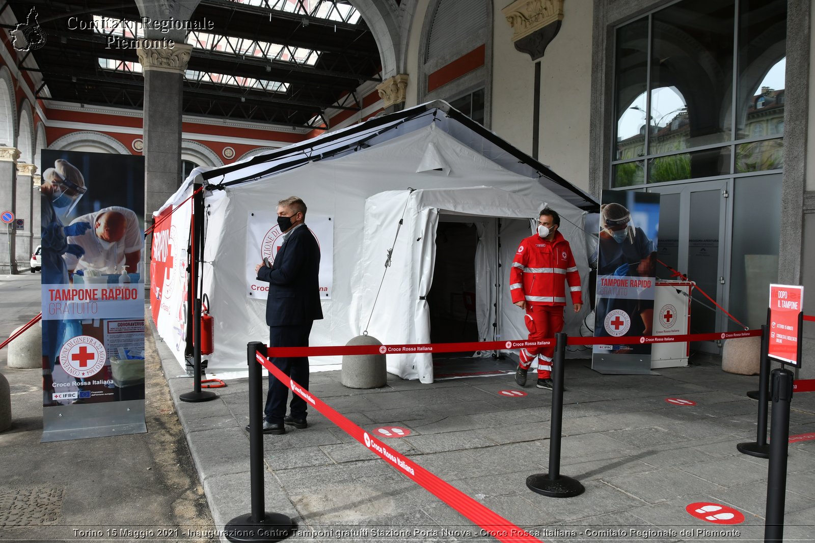 Torino 15 Maggio 2021 - Inaugurazione Centro Tamponi gratuiti Stazione Porta Nuova - Croce Rossa Italiana - Comitato Regionale del Piemonte