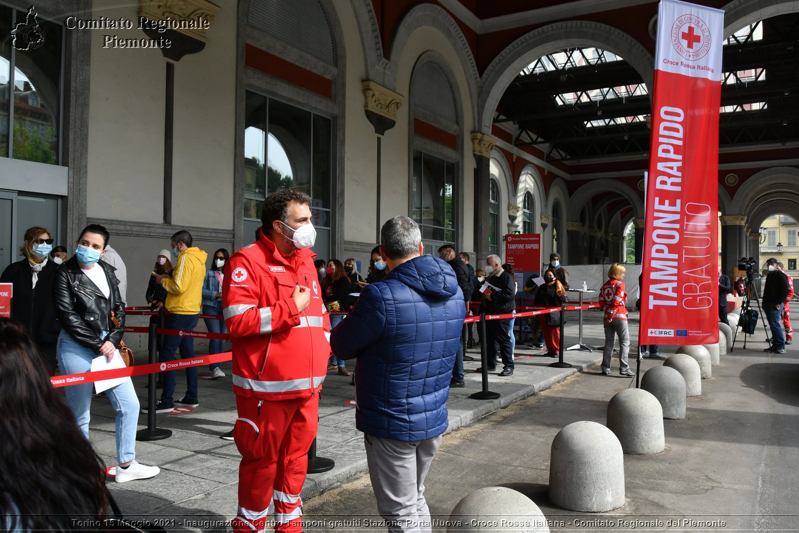 Torino 15 Maggio 2021 - Inaugurazione Centro Tamponi gratuiti Stazione Porta Nuova - Croce Rossa Italiana - Comitato Regionale del Piemonte