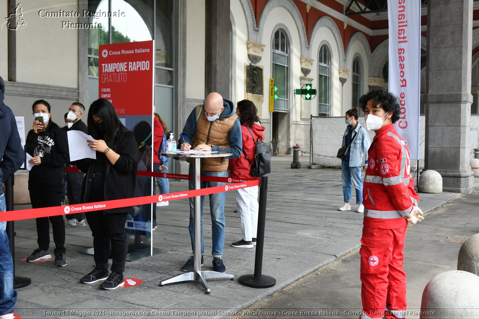 Torino 15 Maggio 2021 - Inaugurazione Centro Tamponi gratuiti Stazione Porta Nuova - Croce Rossa Italiana - Comitato Regionale del Piemonte