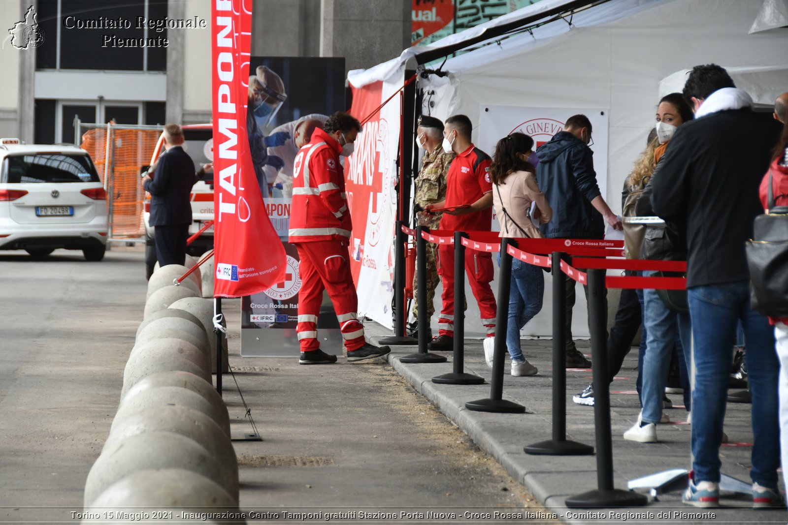 Torino 15 Maggio 2021 - Inaugurazione Centro Tamponi gratuiti Stazione Porta Nuova - Croce Rossa Italiana - Comitato Regionale del Piemonte